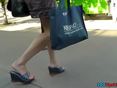 Looking up skirts in the street