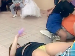Lovely bridesmaids learn to give lap dances in class