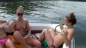 Lovely chicks relax on the boat