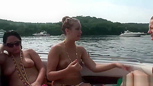 Lovely chicks relax on the boat