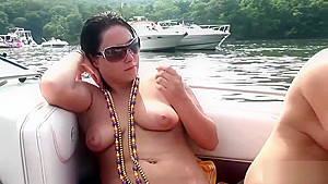 Lovely chicks relax on the boat