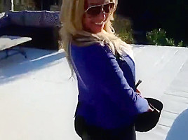 Lovely fair-haired lady performing in hardcore XXX video in the open