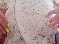 Luxury Orgasm In Busty Cutie Unbuttoned Her Blouse And Showed Her Big Tits In Front Of The Camera