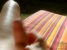Mariana Cordoba stroking her 10 inch shecock in the yard
