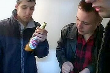 Mature Russian slut fucked by three studs