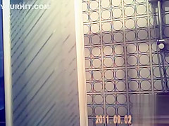 Mature Step mommy cleans up after work in the bathroom