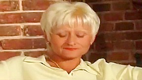 Mature in Stockings with Grey Pussy Hair Spreads and Plays