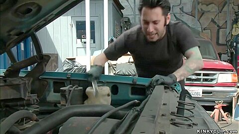 Mechanic Taped And Fucked Blonde Slut