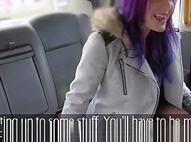 Messy cutie goth tries ass slamming in the taxicab