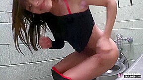 Mickey Violet In Sucks A Cock In Public Toilet Before Riding It In The Hotel Room