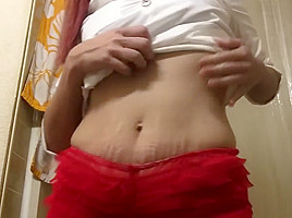 Milf bathroom tease with toys
