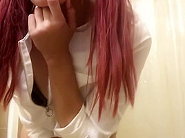 Milf bathroom tease with toys