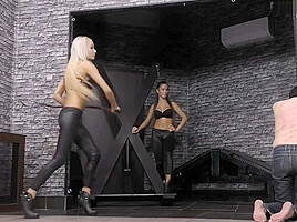 Mistress Ariel And Amanda Whipping A Slave Violently