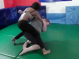 Mixed Wrestling - Girl vs Big Guy