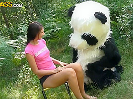 Molly fucks with a guy dressed as a panda