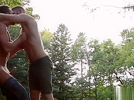 Muscle gay flip flop with cumshot