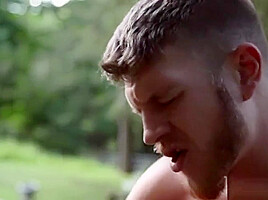 Muscle gay flip flop with cumshot