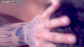 Muscled tattooed stud cums after anal drilling by BJ BF