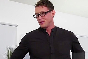 Muscular guy bangs Tgirls boss tight ass