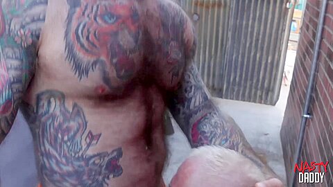 NASTYDADDY Hairy DILF Jack Dixon deepthroated by Ryan Carter