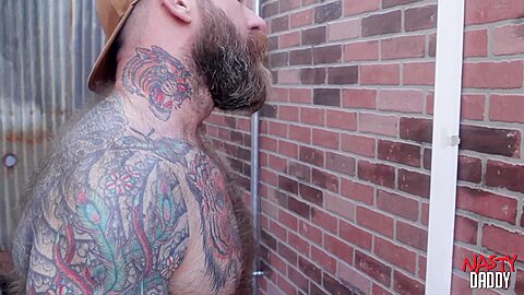 NASTYDADDY Hairy DILF Jack Dixon deepthroated by Ryan Carter