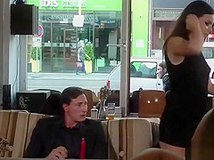 Naked blonde fucks in furniture shop