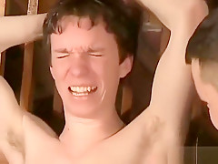 Naked guy tickled hot by guy