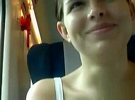 Naked pussy in a crowded train - dildo playing