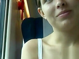 Naked pussy in a crowded train - dildo playing