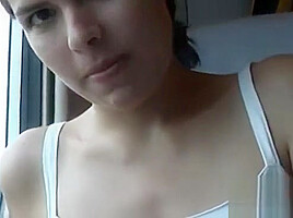 Naked pussy in a crowded train - dildo playing