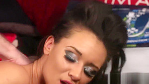 Nasty centerfold gets jizz shot on her face swallowing all the jizz