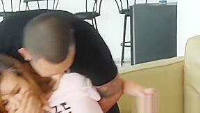 Naughty stepsister sucks her Step brothers huge dick before sex