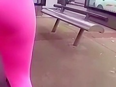 Nice ass chick in pink leggings