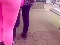Nice ass chick in pink leggings