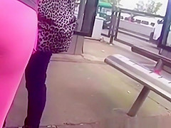 Nice ass chick in pink leggings
