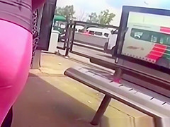 Nice ass chick in pink leggings