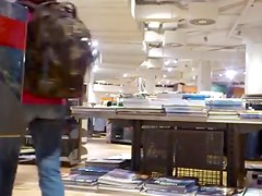 Nice fanny in blue jeans caught in a street candid clip