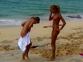 Nude Beach - PhotoShoot 2 - Two Babes Peeing