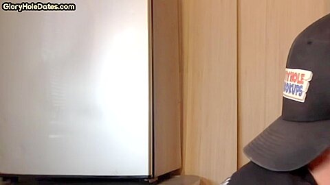 POV gloryhole DILF sucks BFs cock in homemade closeup