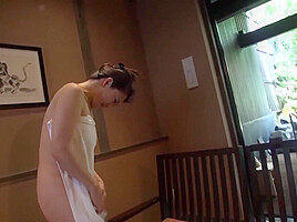 Pale and voluptuous mature Japanese wife secret hot springs fling