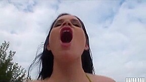 Pervert spots stunning bigass surfer Jenna J Ross on the beach