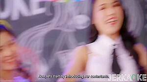 Petite Asian Caught Sucking Her Classmates Dick During Class