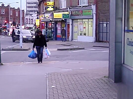 Pink hair slut flashing in public