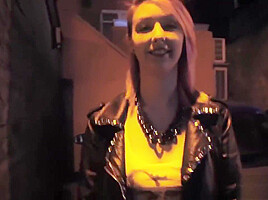 Pink hair slut flashing in public