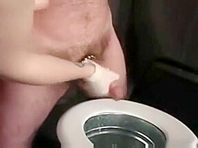Pink pantyhose gloved cum extraction