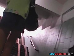 Pink redhead upskirt movie scene