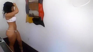 Pleasing breasty latin hussy in real blowjob video