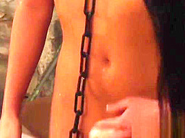 Pleasure and Pain: Naked And Chained Slave Scrubbed By Maid