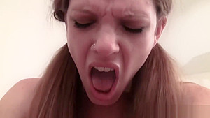 Ponytailed petite amateur fucked by older man