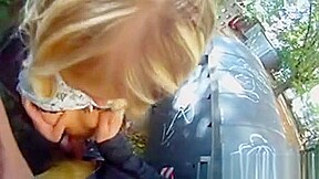 Pretty Blonde Cocksucker Gets Fucked Doggy-style Outdoors In A Homemade Sex Video